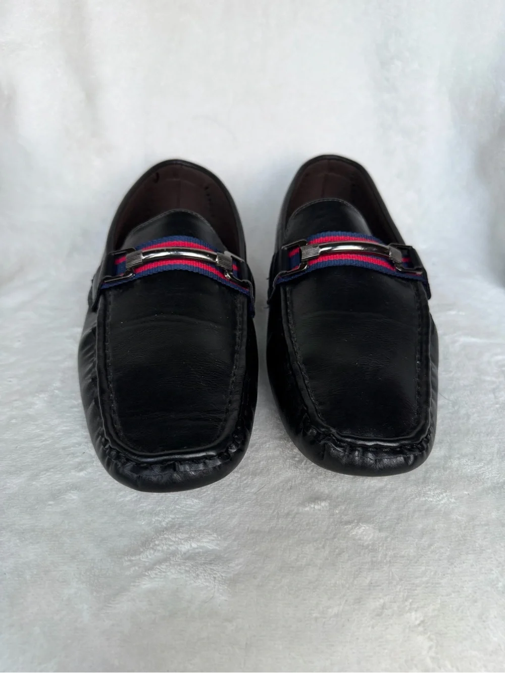 Rocawear Men’s Black Slip-On Driving Loafers with Red-Blue Accent Size 9.5